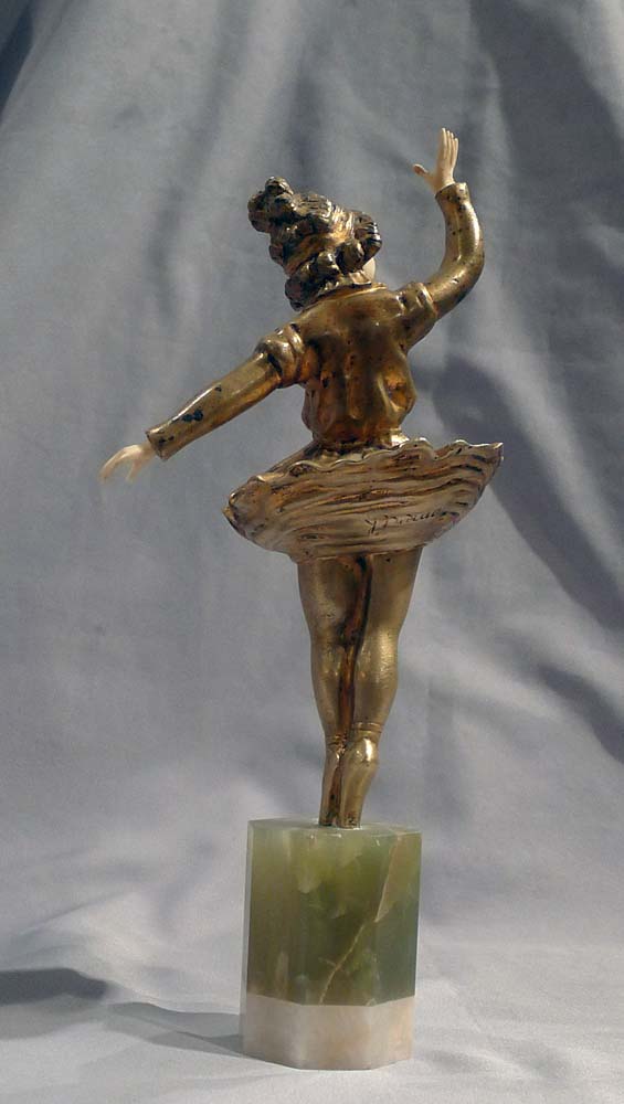 Art Deco bronze and ivory ballerina signed in the bronze Omerth.