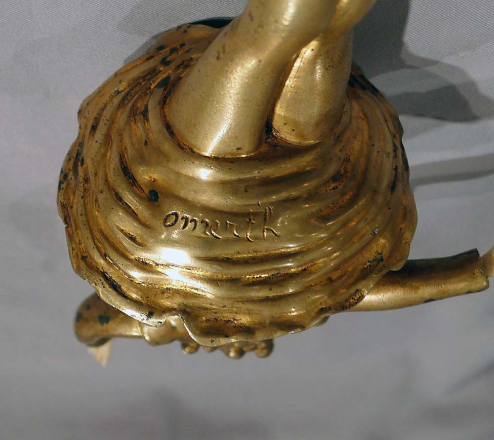 Art Deco bronze and ivory ballerina signed in the bronze Omerth.