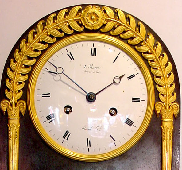Antique French Empire Gilt & Patinated Bronze mantel clock by Ravrio