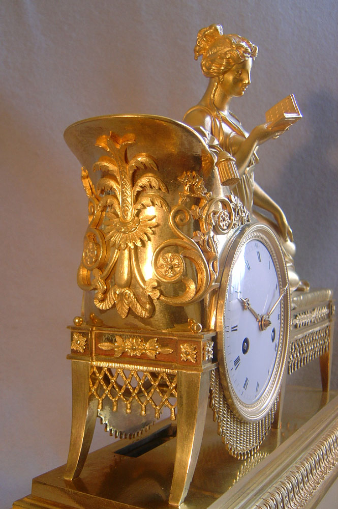 French clock of Empire period in ormolu after Madame Recamier.