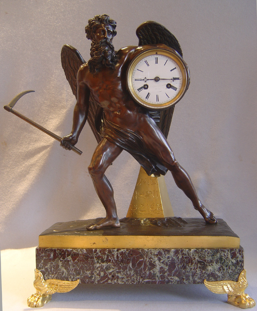 Late Empire period clock of Chronos carrying away time.