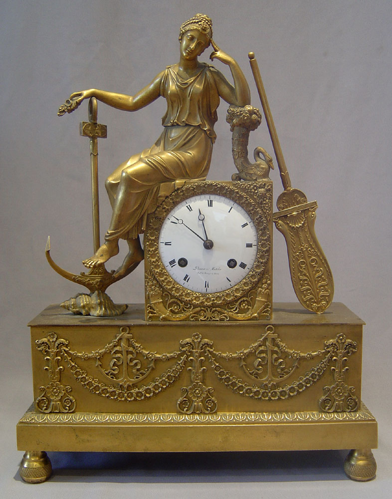French Empire ormolu clock of Hope by Denniere and Matelin