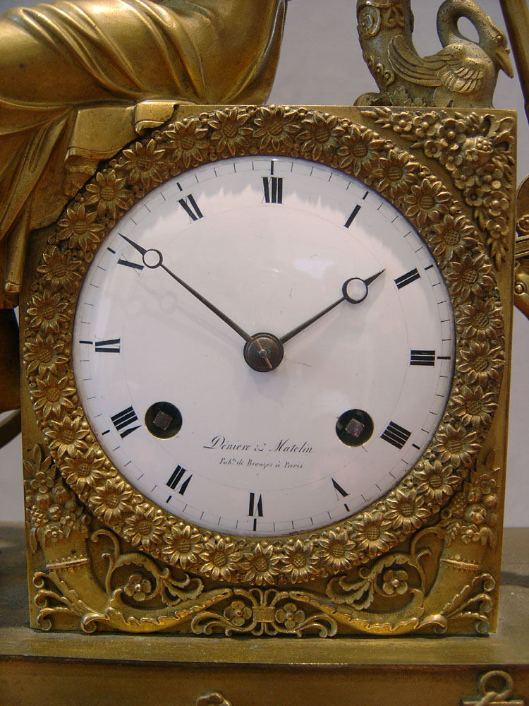 French Empire ormolu clock of Hope by Denniere and Matelin