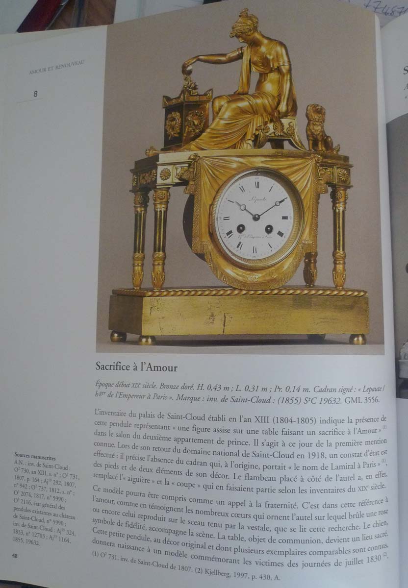 Antique French Empire clock of woman at altar of love 