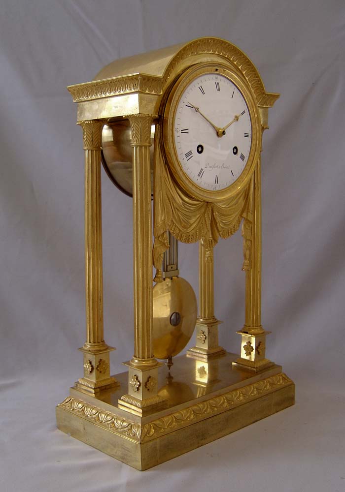 Antique French Empire ormolu mantel clock by Denisart a Paris.