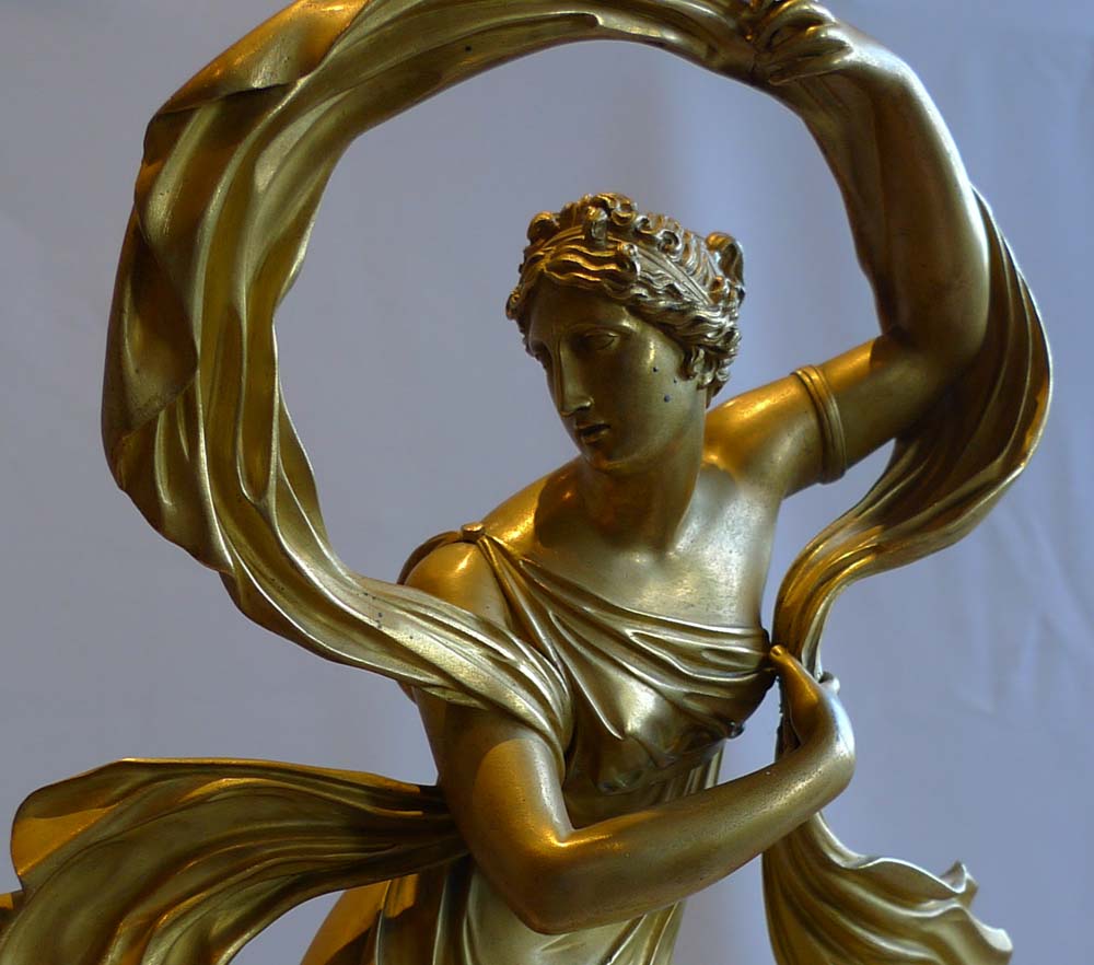 Antique French mantel clock in ormolu, Charles X period of Venus rising from the sea.