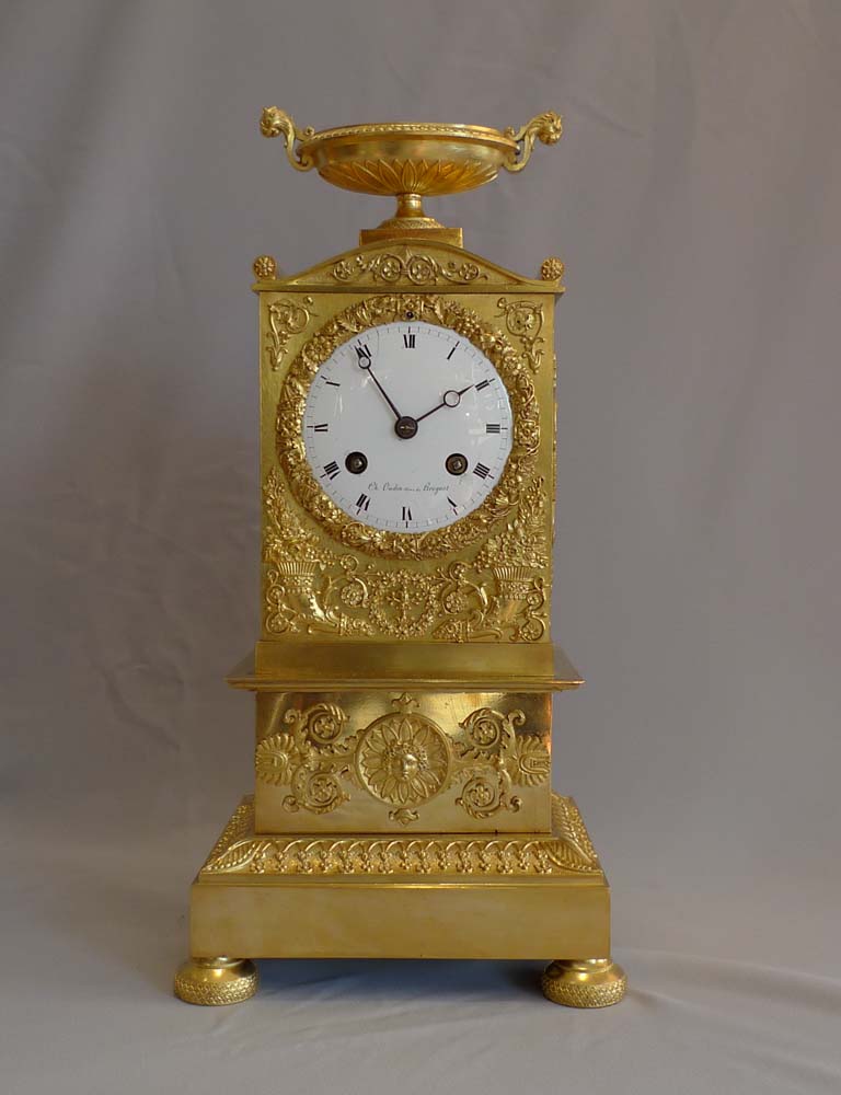 Antique French Empire ormolu clock signed Charles Oudin.