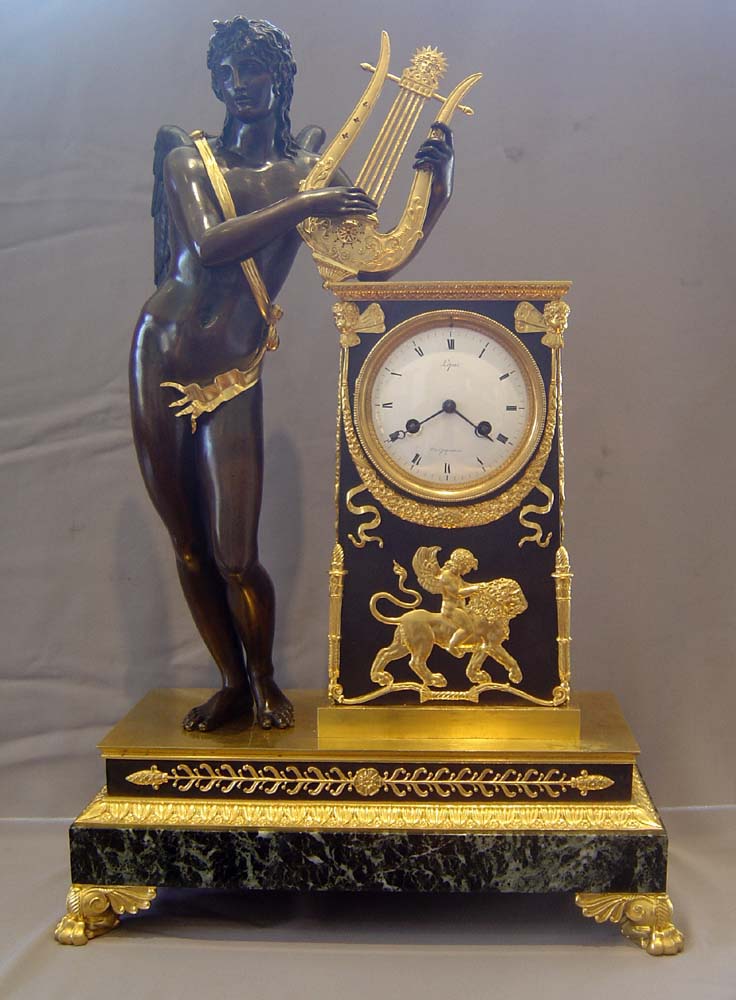 French Empire antique Apollo clock by Lepine and Rabiat.