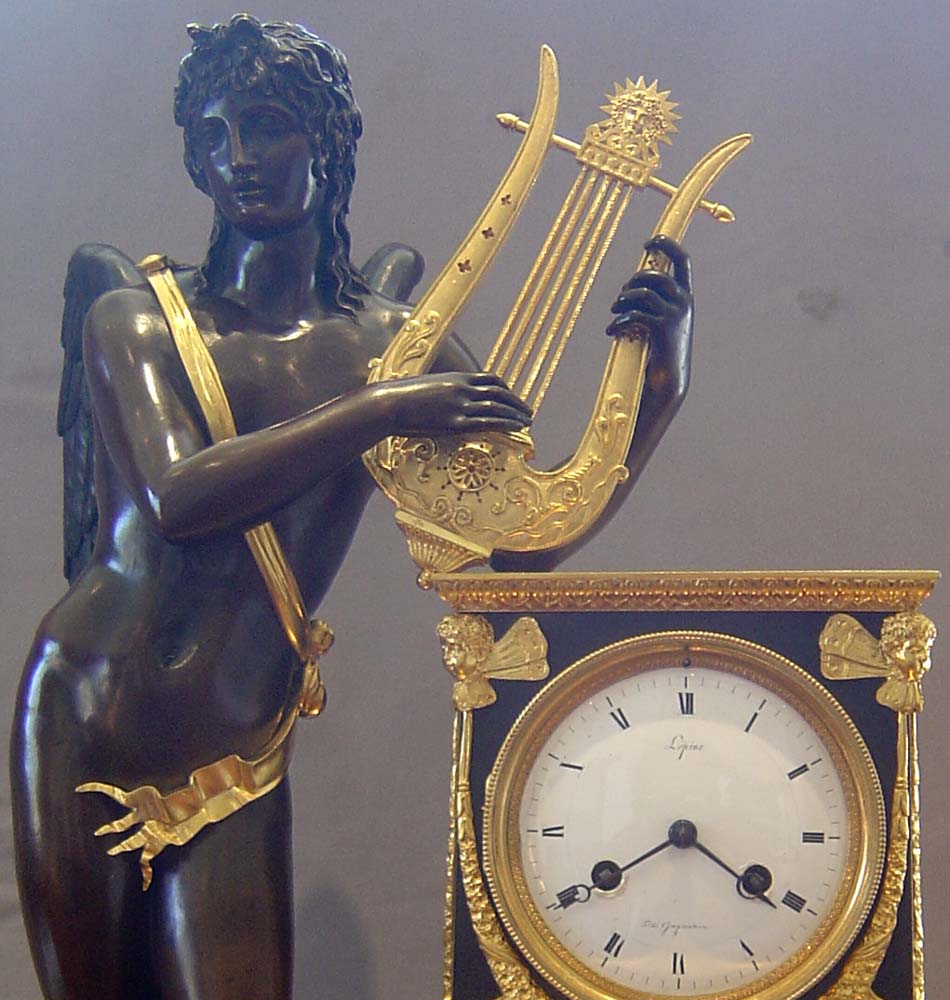 French Empire antique Apollo clock by Lepine and Rabiat.