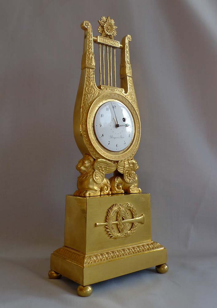 Fine antique French Empire miniature mantel clock in ormolu signed Breguet a Paris