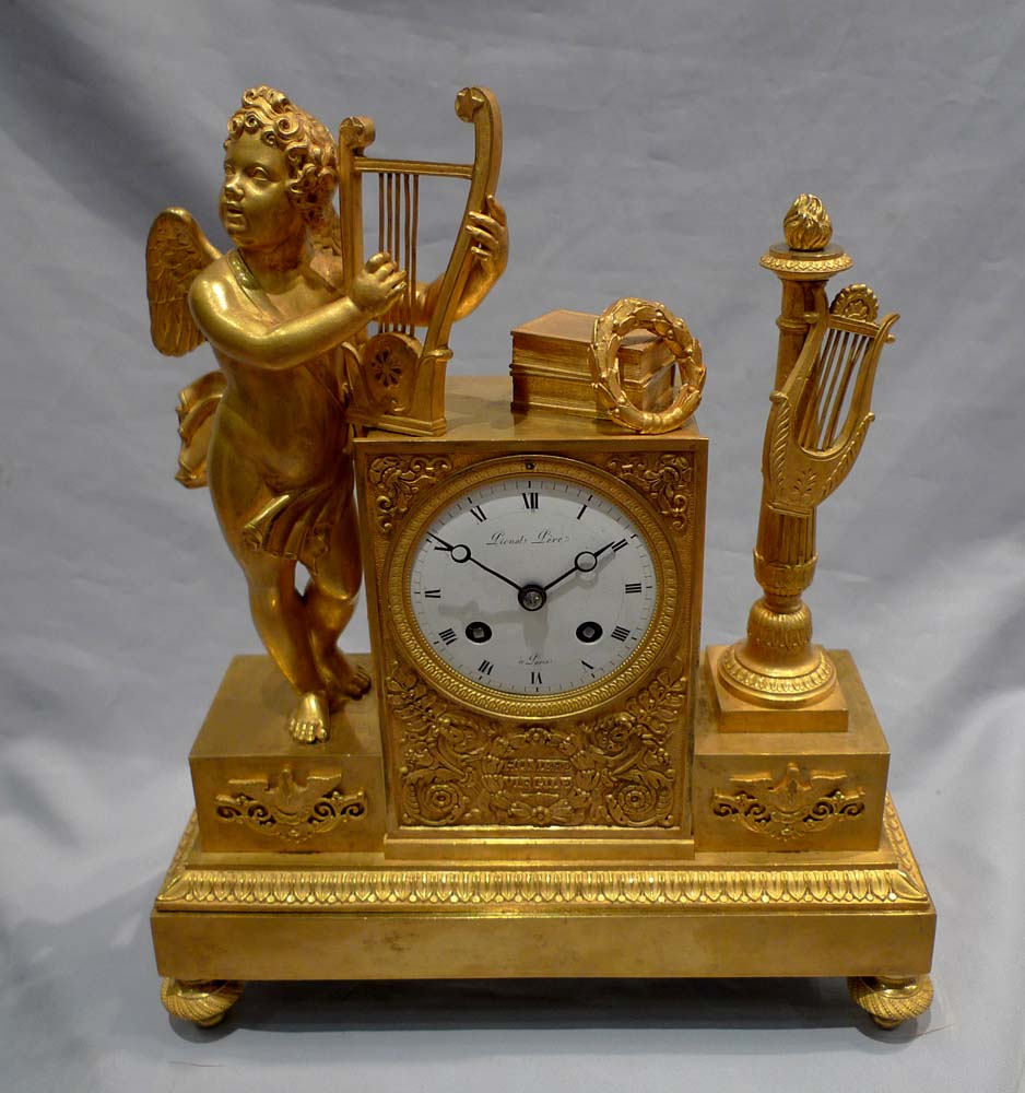 Antique French Empire mantel clock signed Picnot Pere a Paris.