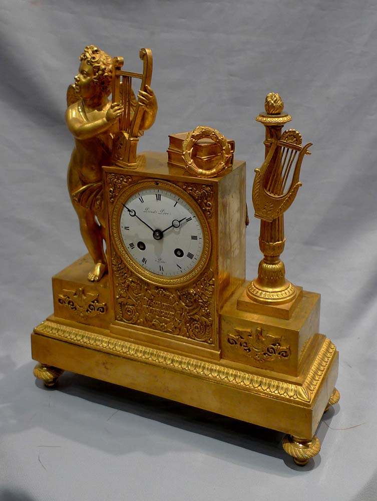 Antique French Empire mantel clock signed Picnot Pere a Paris.