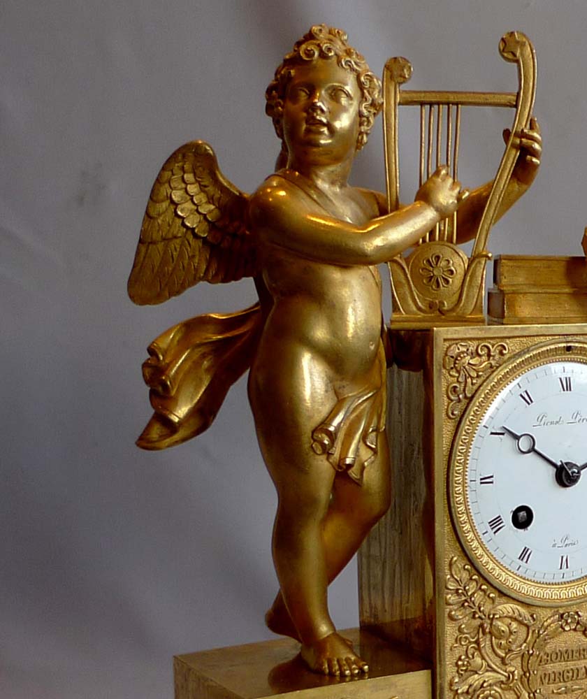 Antique French Empire mantel clock signed Picnot Pere a Paris.