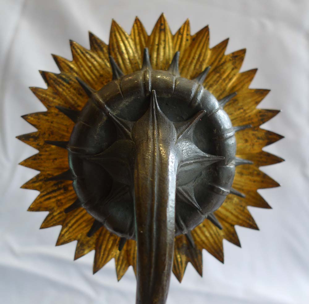 French Empire patinated bronze and ormolu Sunflower clock
