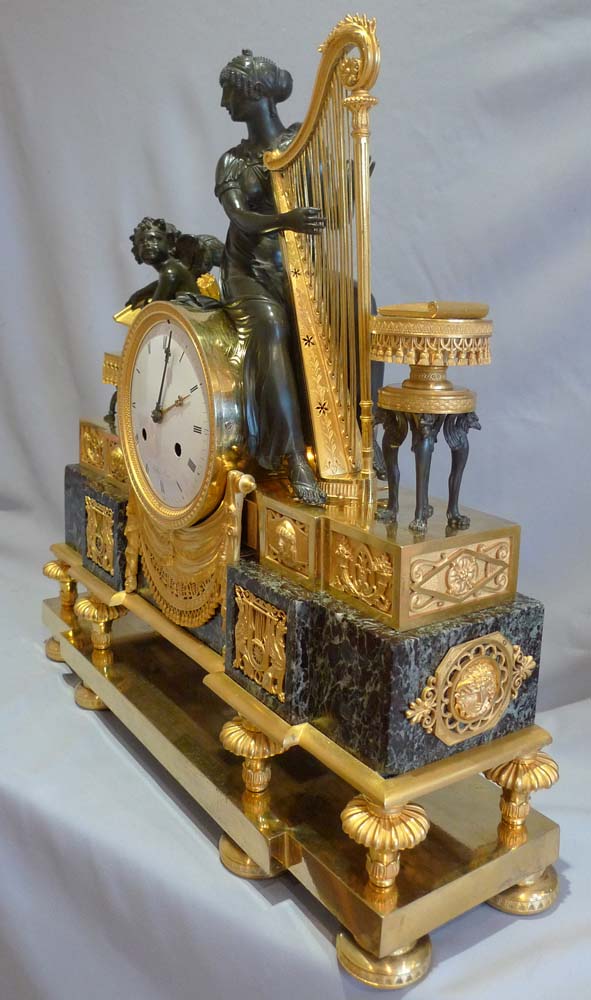 French Empire antique mantel clock of impressive size and quality.
