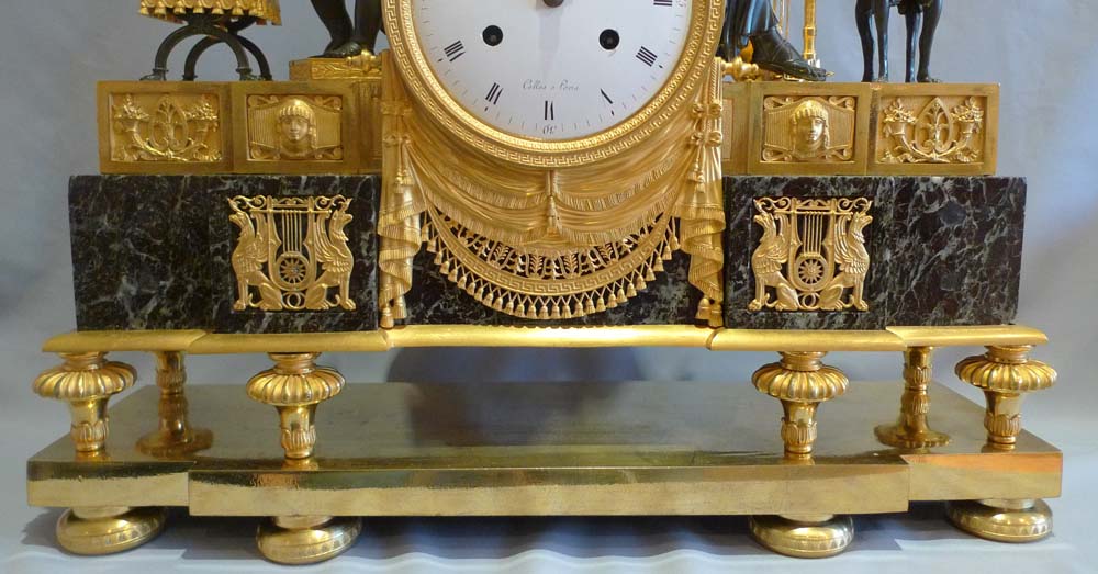 French Empire antique mantel clock of impressive size and quality.
