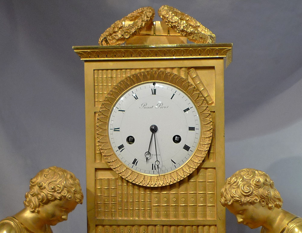 Antique French mantel clock in ormolu, Charles X period signed Picnot Pere a Paris