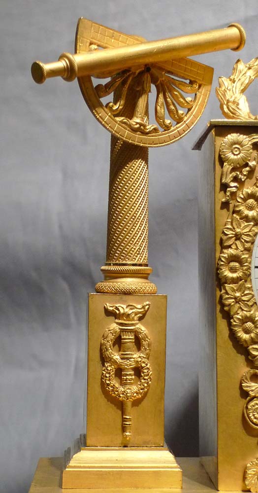 French Empire antique ormolu mantel clock of Astronomy signed Cartier.