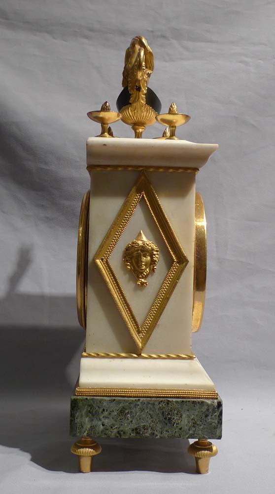 Antique English Regency Thomas Weeks Neo-classical marble and ormolu mantel clock