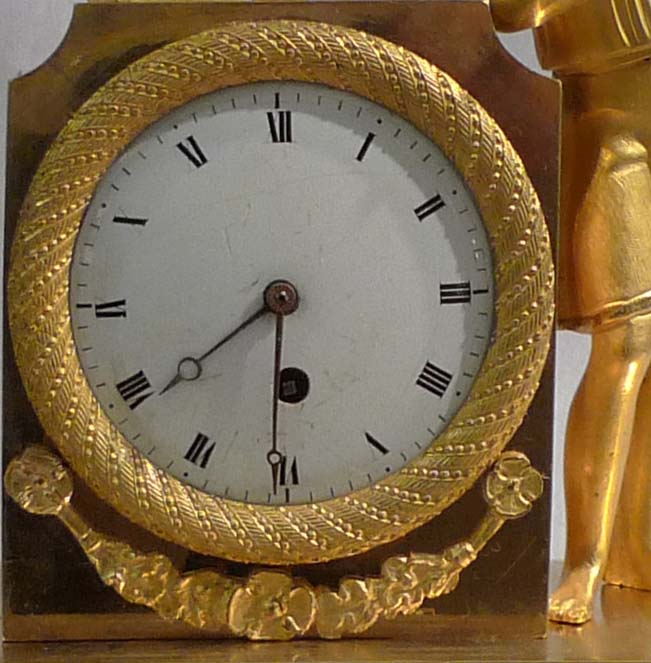 English Regency or French Directoire/Empire ormolu miniature library mantel clock.