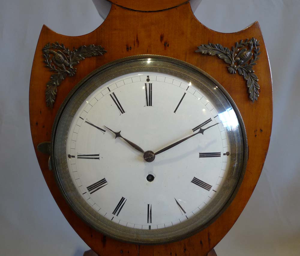 Antique Austrian Biedermier table clock in yew.