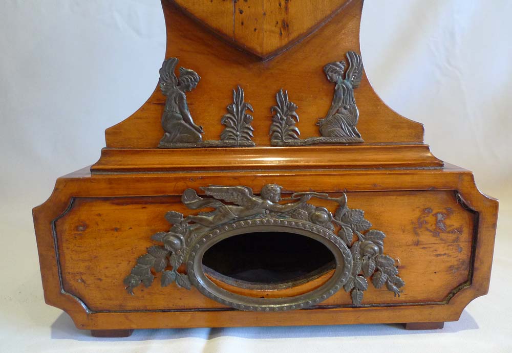 Antique Austrian Biedermier table clock in yew.