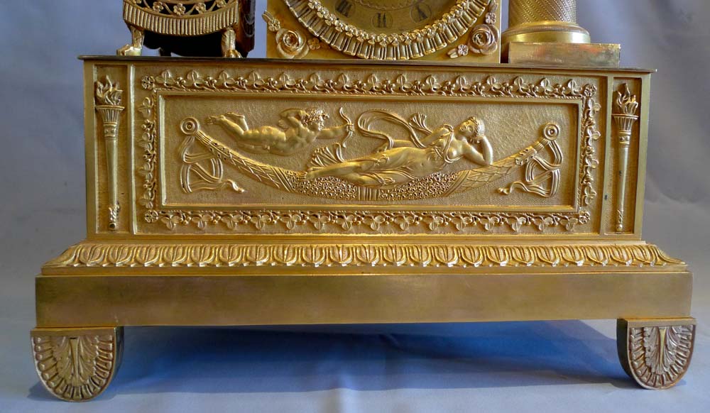 Antique ormolu French Charles X mantel clock of winged Psyche.