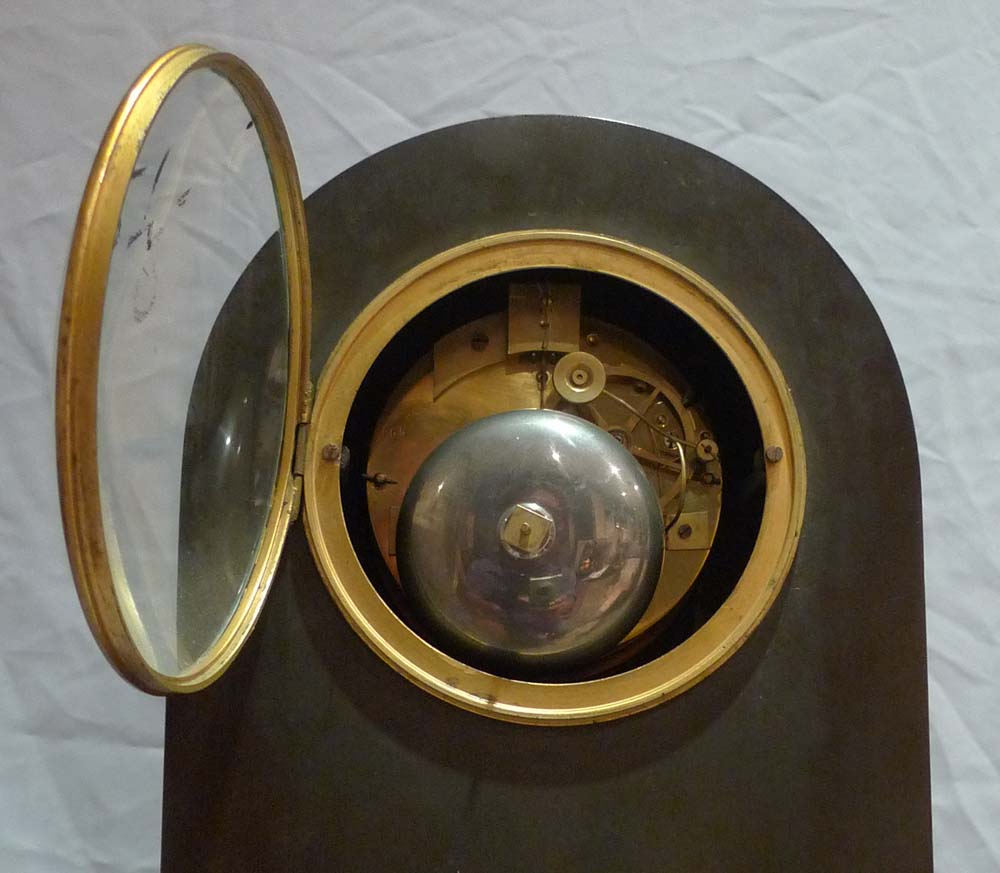 Antique Charles x period French patinated bronze and ormolu clock celebrating Hero and Leander.