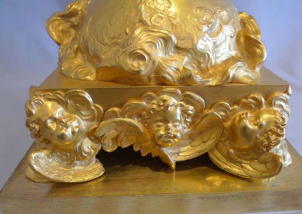 Antique French Charles X period ormolu mantel clock of Aurora