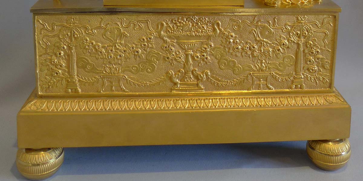 Antique French Empire ormolu clock of a Nike