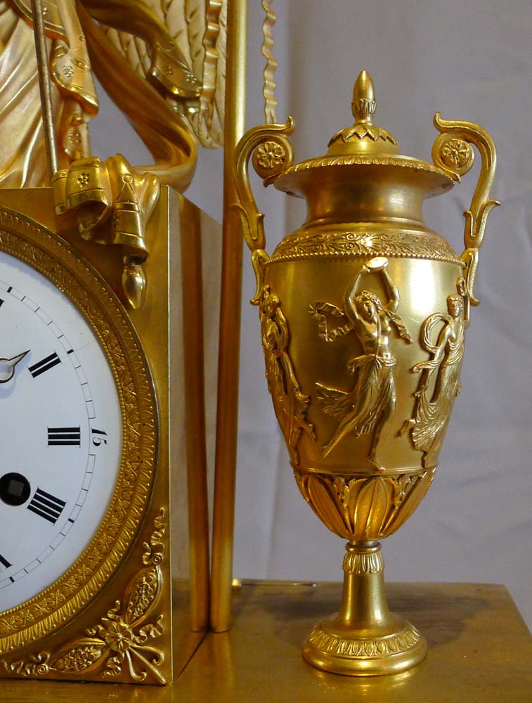 Antique French Empire ormolu mantel clock of winged goddess..