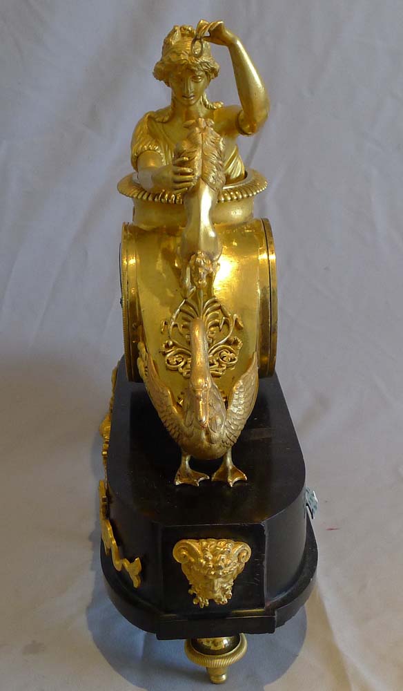 Antique French Empire clock of Aphrodite in her chariot designed by Jean-Andre Reiche.