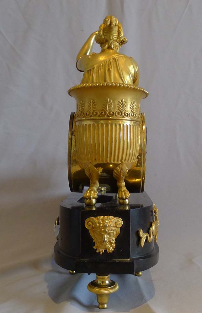 Antique French Empire clock of Aphrodite in her chariot designed by Jean-Andre Reiche.
