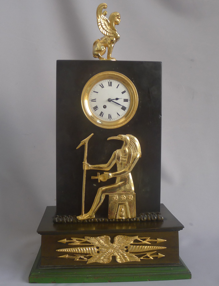 Antique English George III  Egyptian style mantel clock.