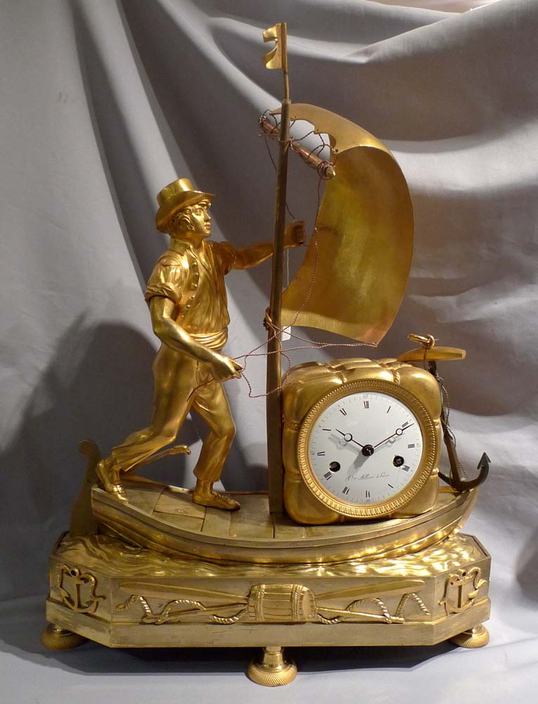French Empire antique and rare genre matelot mantel clock.