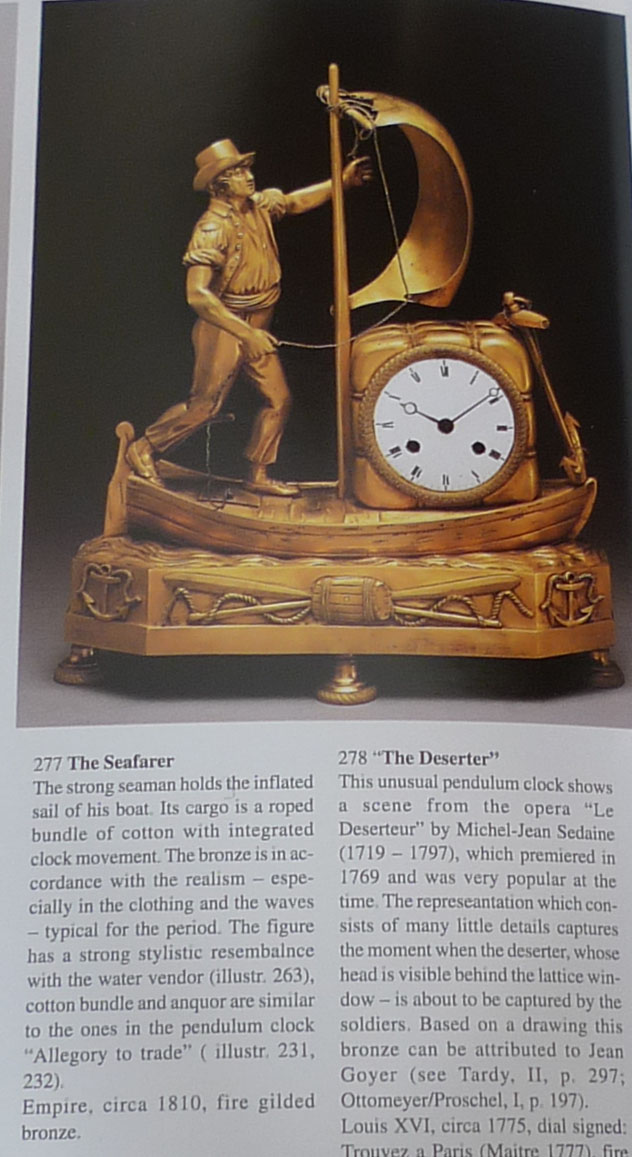 French Empire antique and rare genre matelot mantel clock.