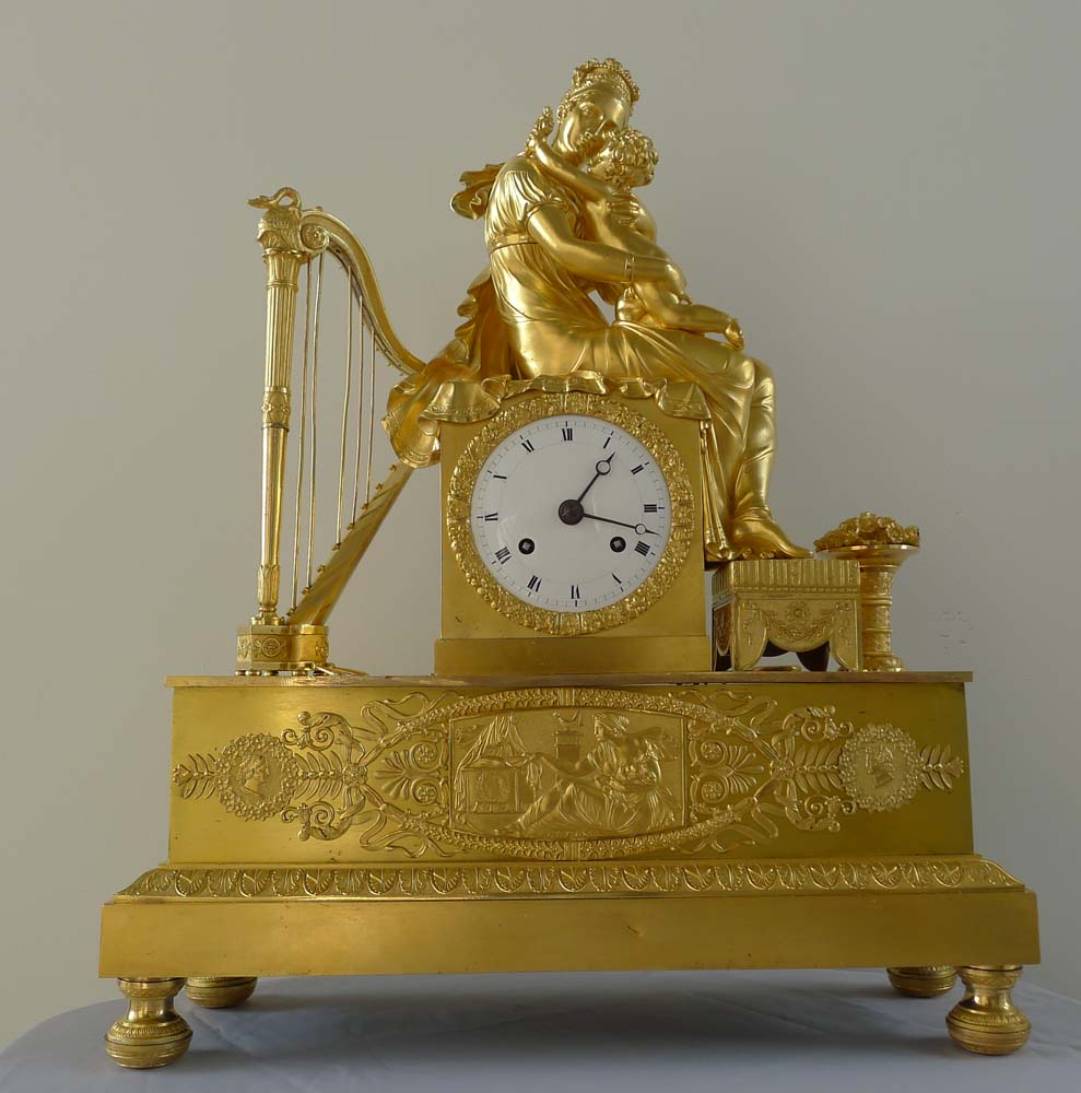Antique French Empire ormolu clock of Empress Marie-Louise and 