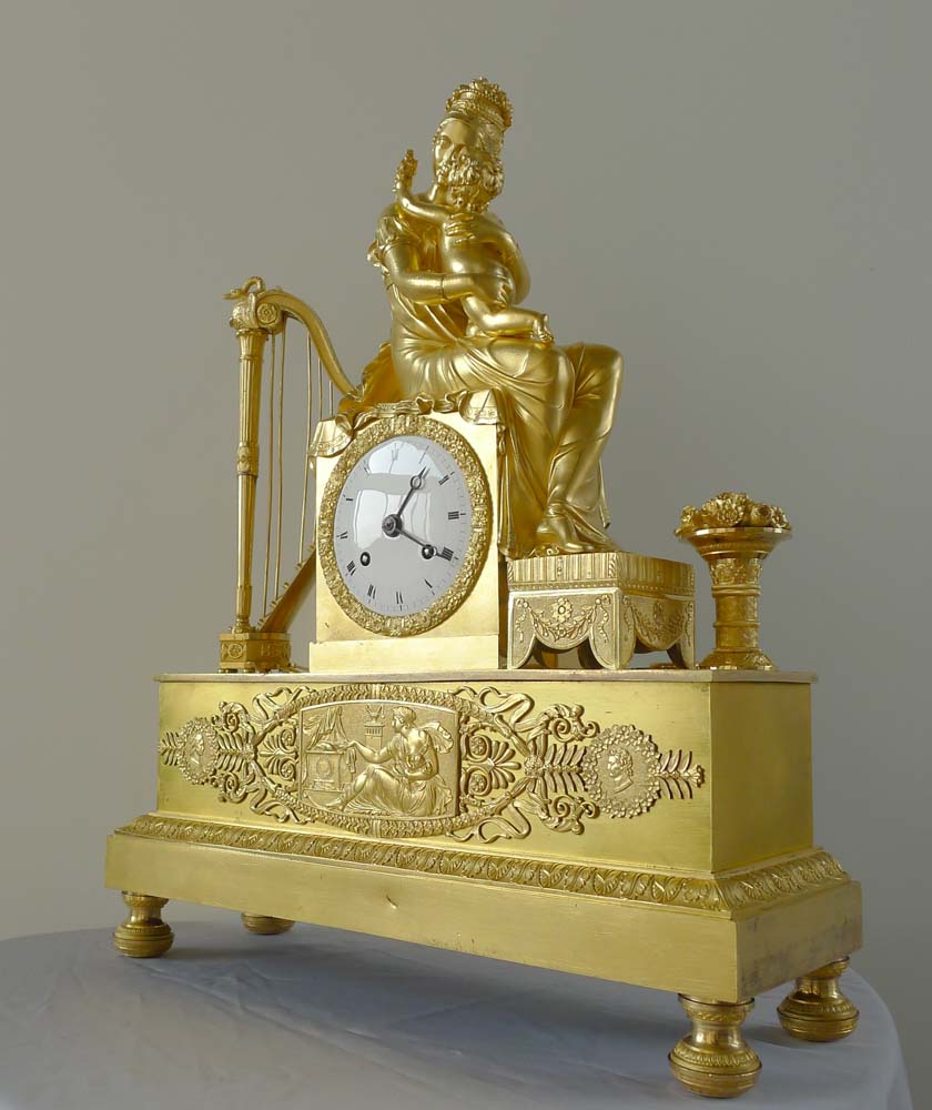 Antique French Empire ormolu clock of Empress Marie-Louise and 