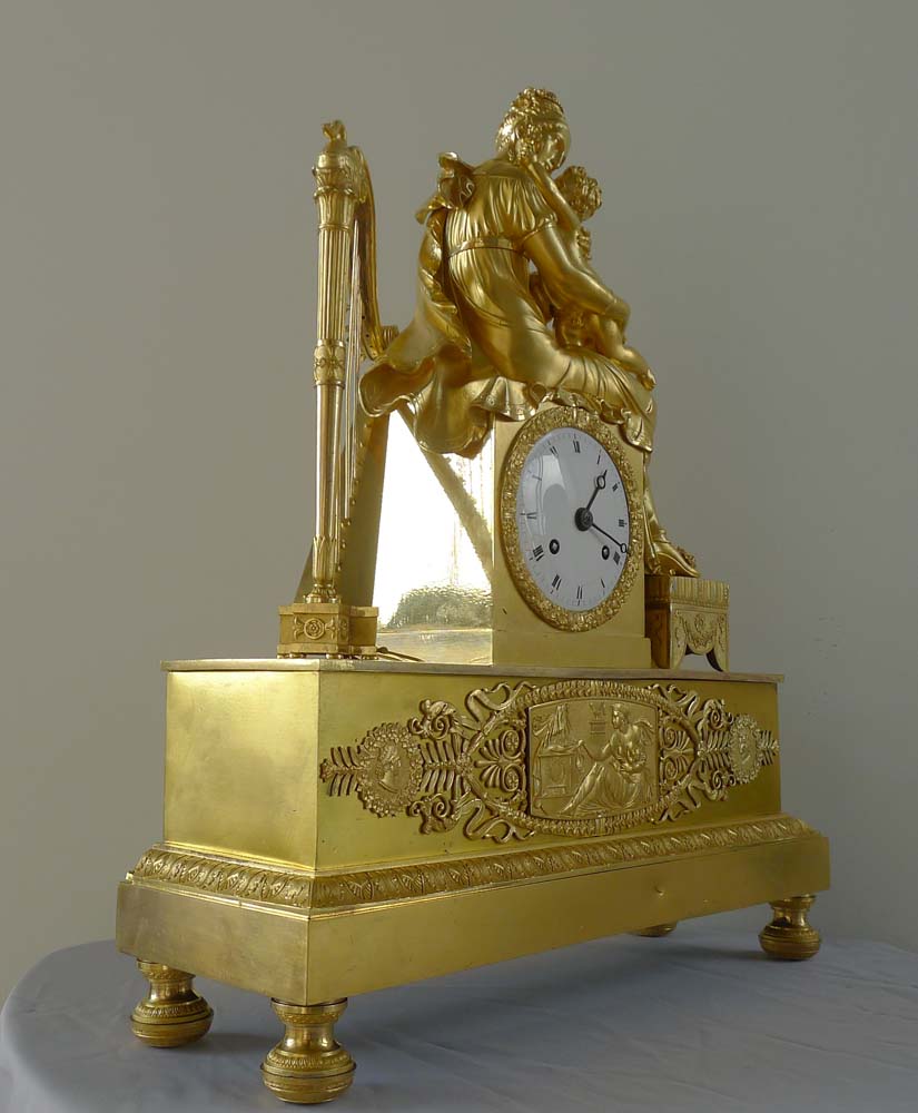 Antique French Empire ormolu clock of Empress Marie-Louise and 