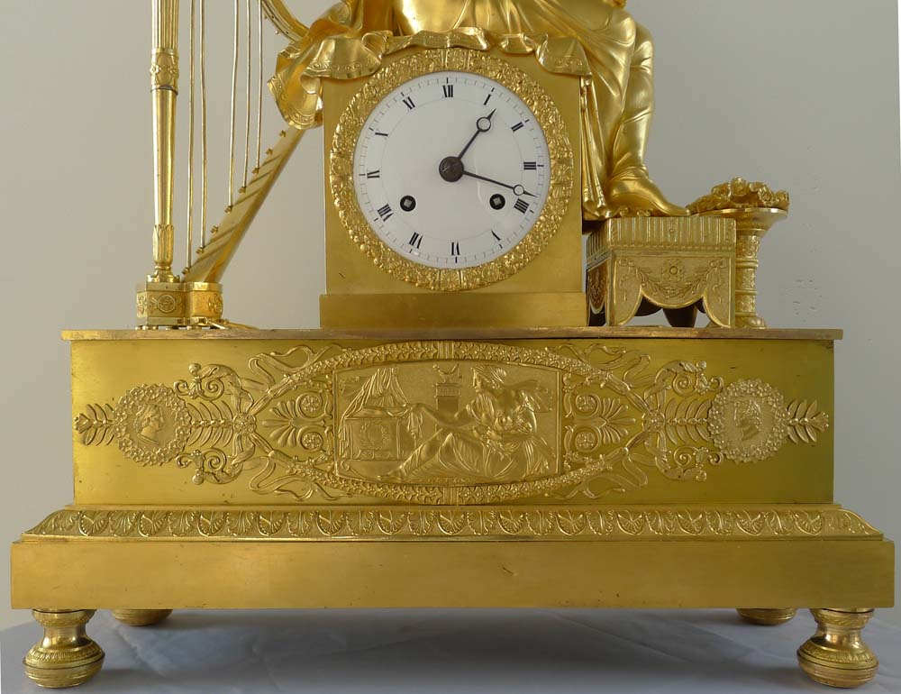Antique French Empire ormolu clock of Empress Marie-Louise and 
