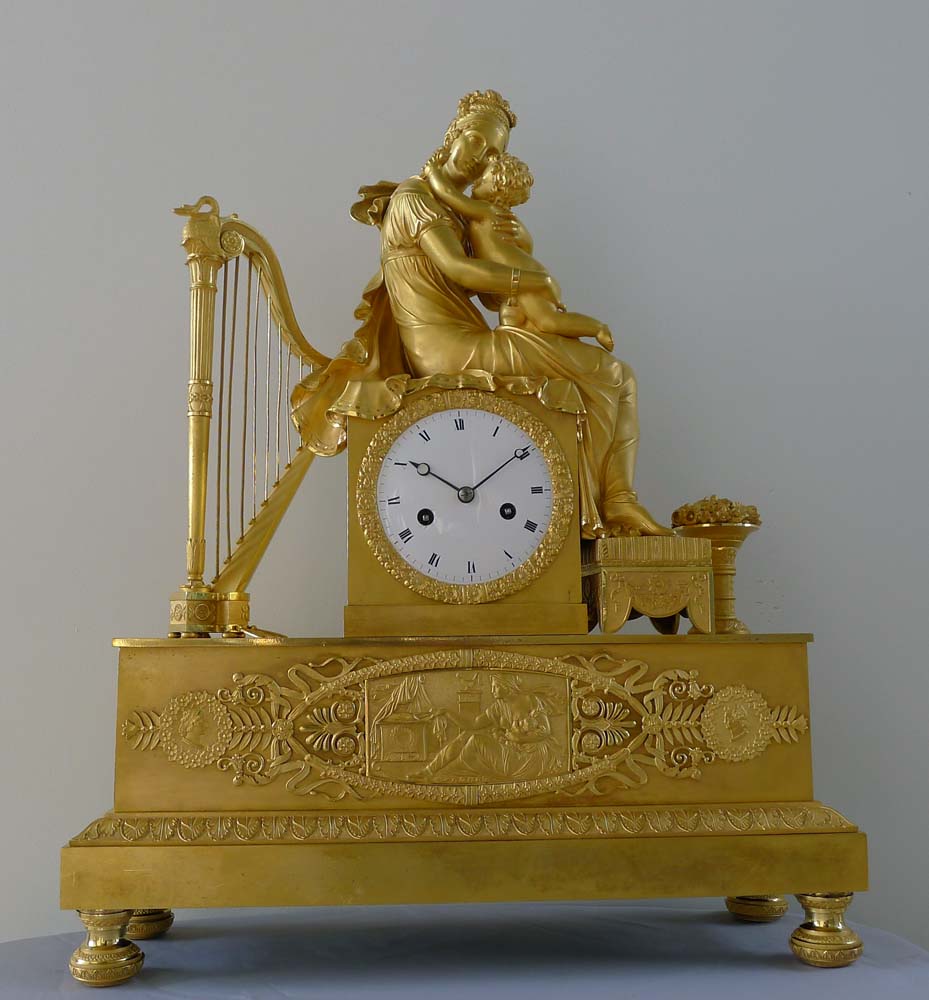 Antique French Empire ormolu clock of Empress Marie Louise and 