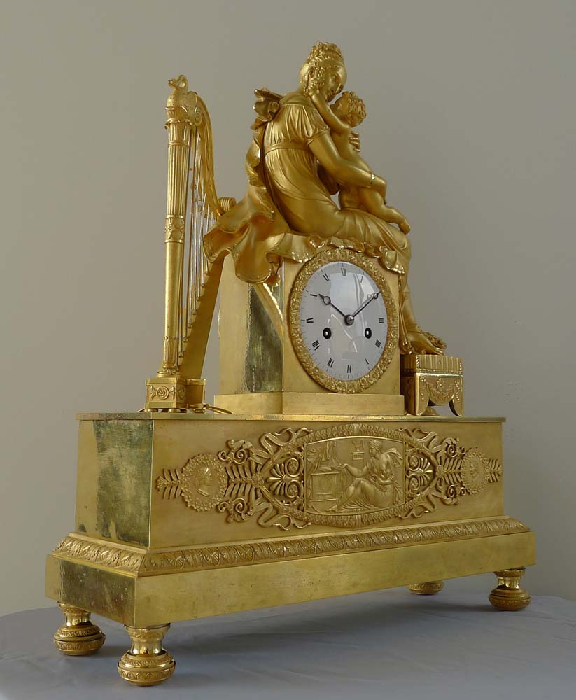 Antique French Empire ormolu clock of Empress Marie Louise and 