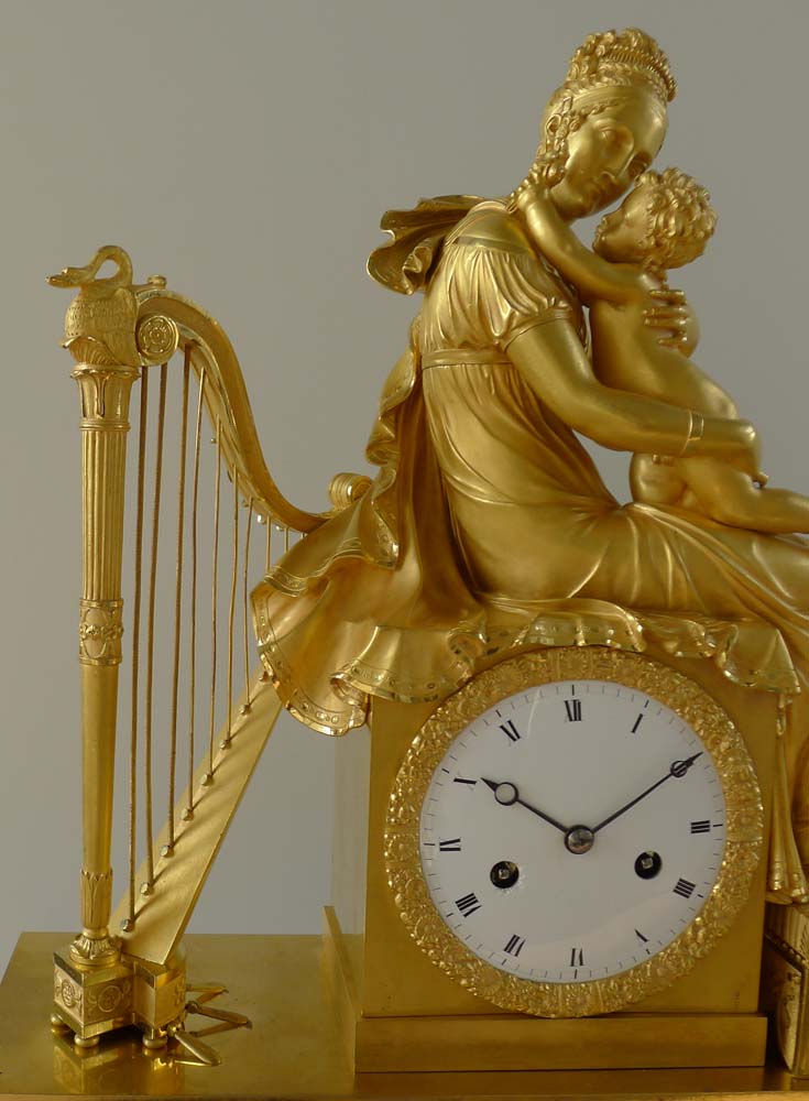 Antique French Empire ormolu clock of Empress Marie Louise and 