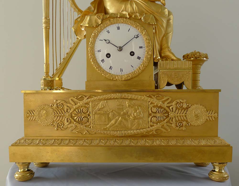 Antique French Empire ormolu clock of Empress Marie Louise and 