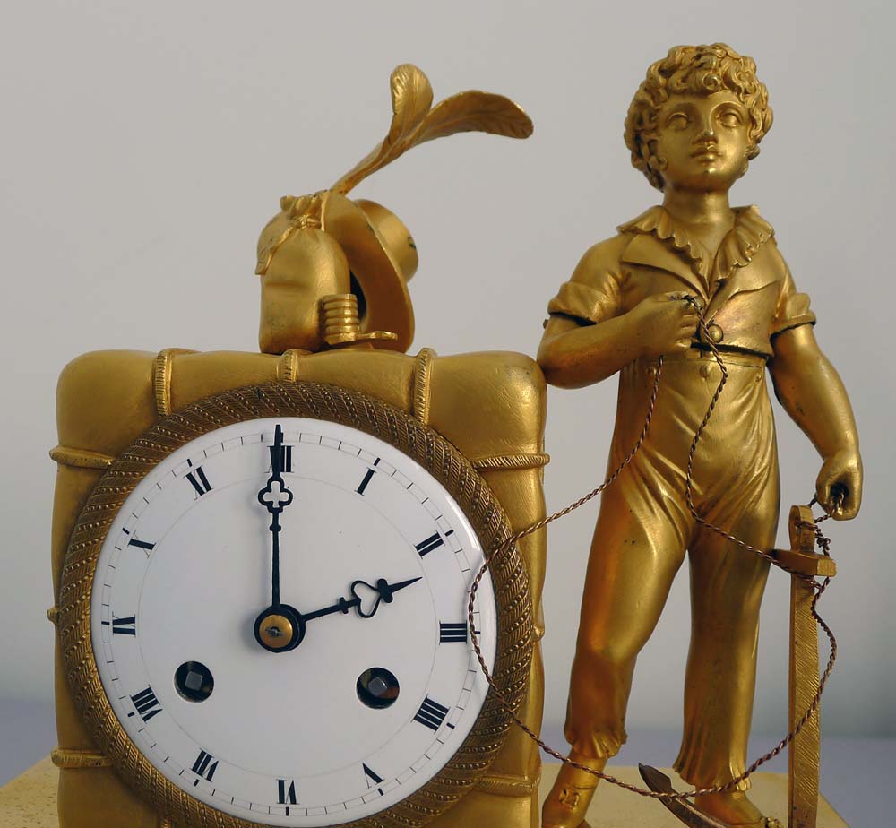 Rare early  French Empire ormolu mantel clock from the Hope and Blackamoor pendule au Negre series.