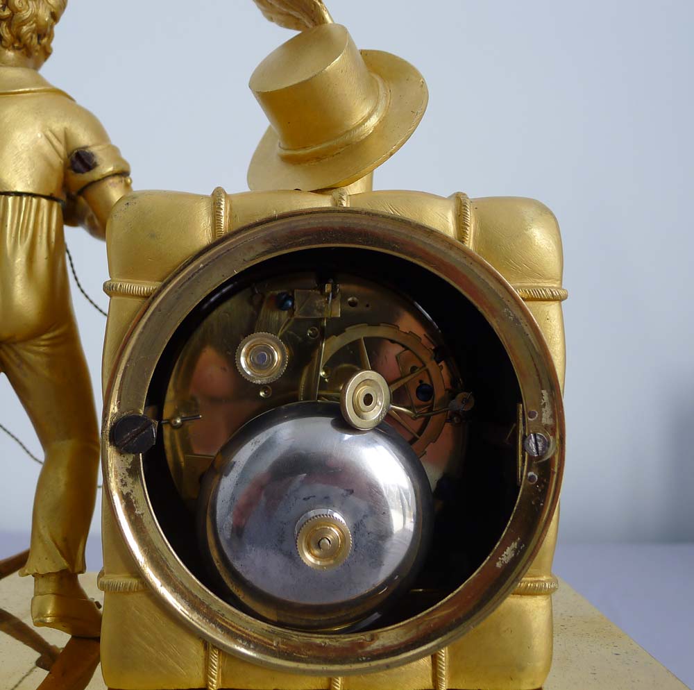 Rare early  French Empire ormolu mantel clock from the Hope and Blackamoor pendule au Negre series.