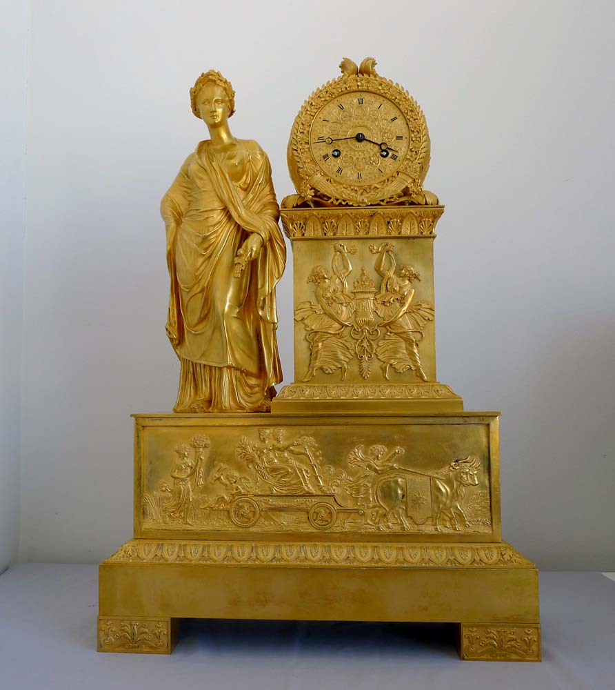 Large French Charles X period ormolu clock representing Ceres.