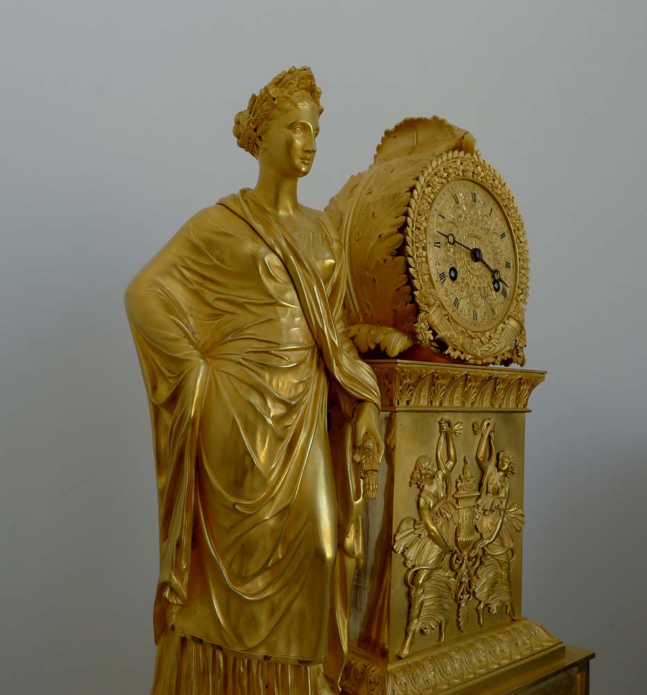 Large French Charles X period ormolu clock representing Ceres.