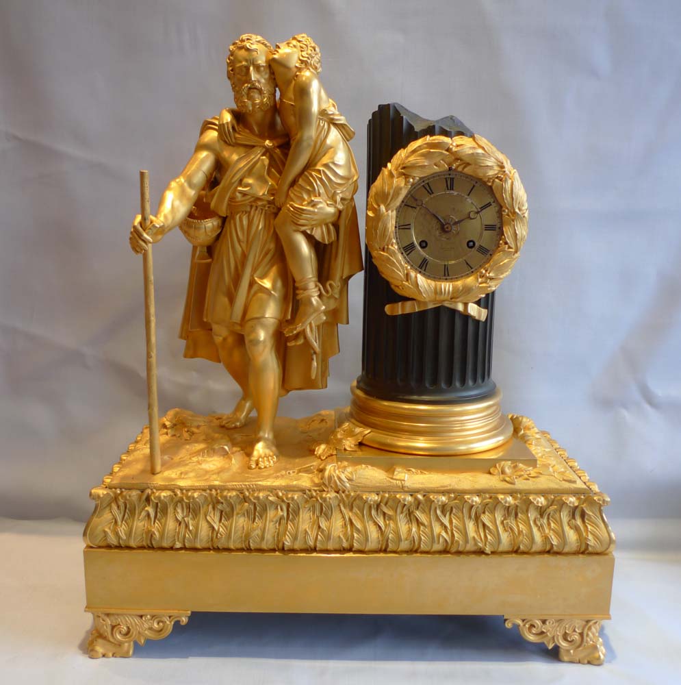 Antique ormolu mantel clock of large proportions and superb quality, Charles X period.