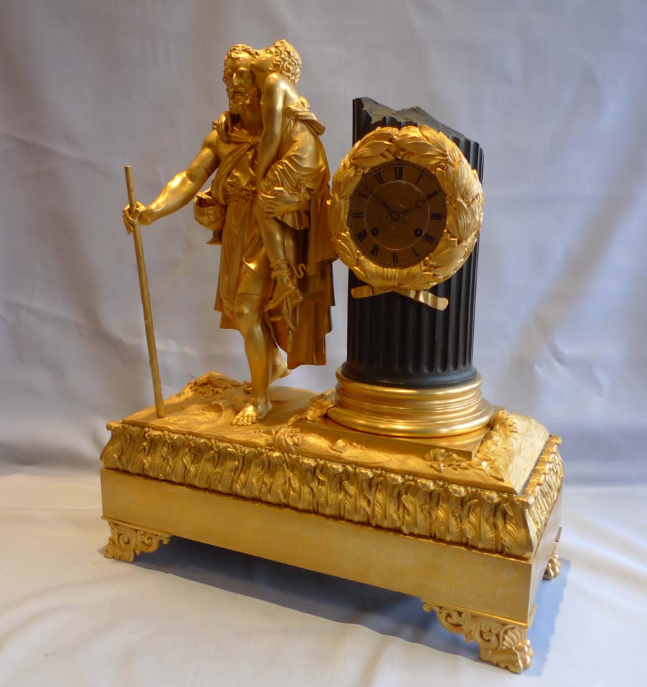 Antique ormolu mantel clock of large proportions and superb quality, Charles X period.